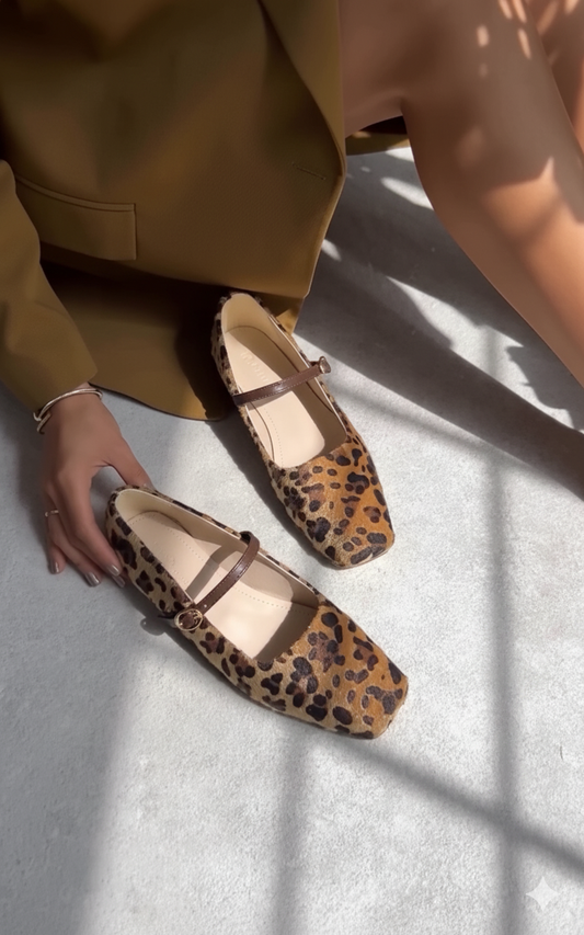Oval ballet Flats leopard