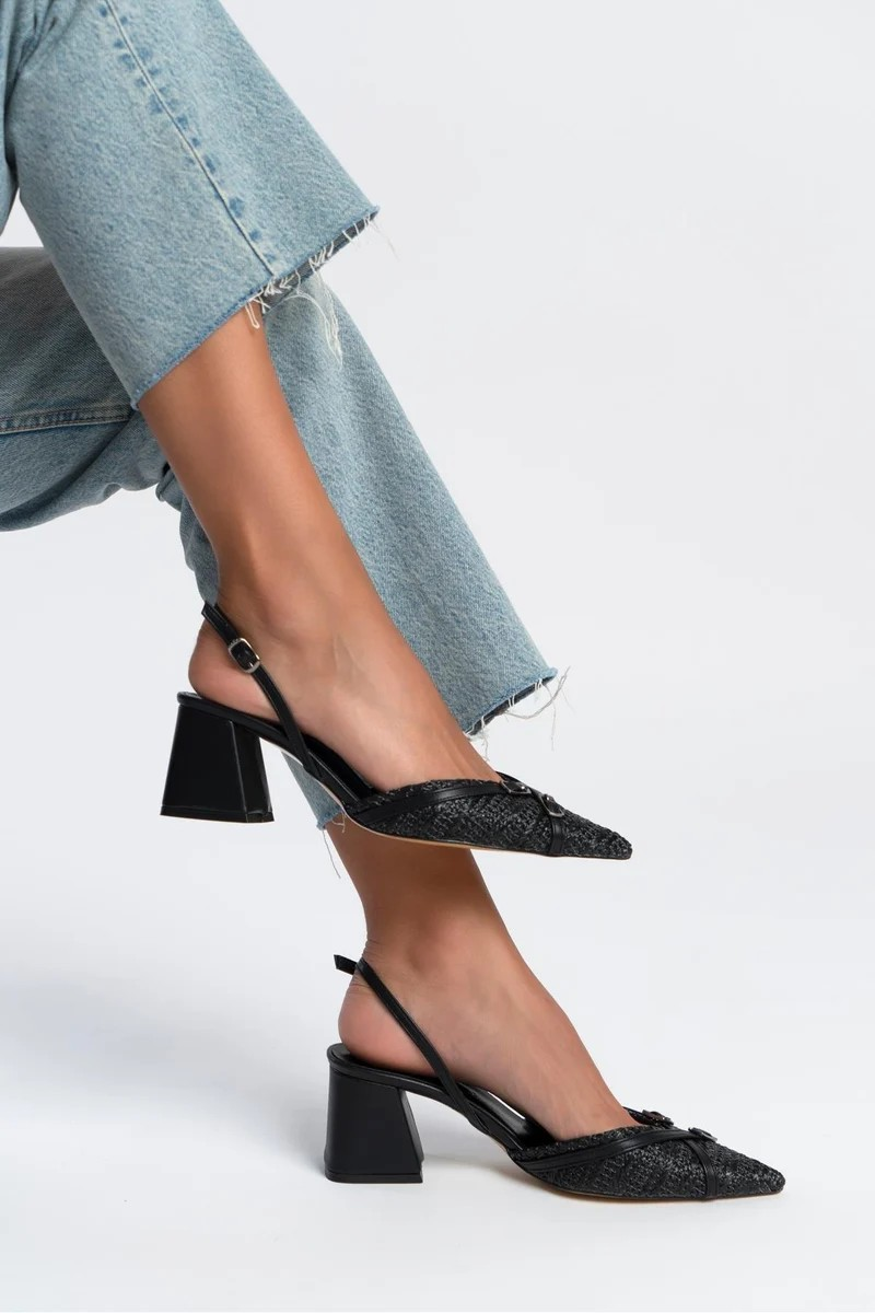 Kemer woven block-heel slingbacks