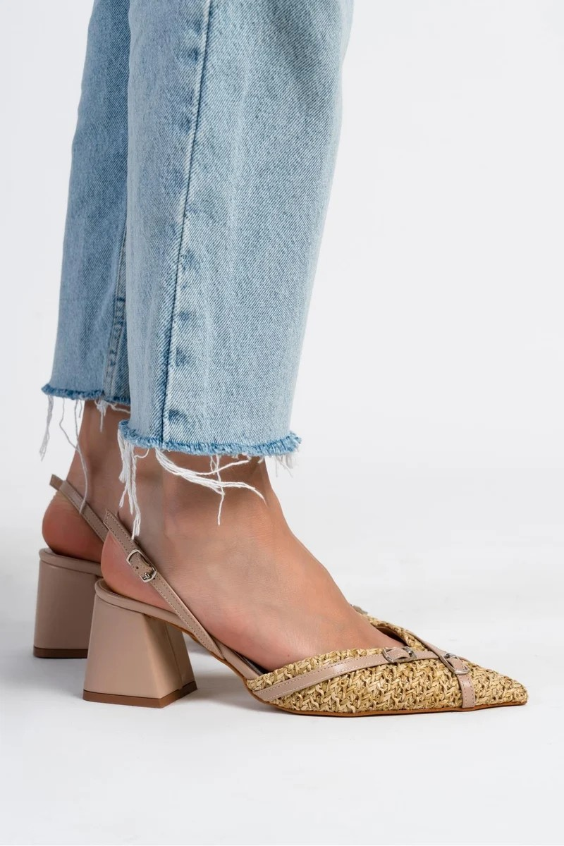 Kemer woven block-heel slingbacks