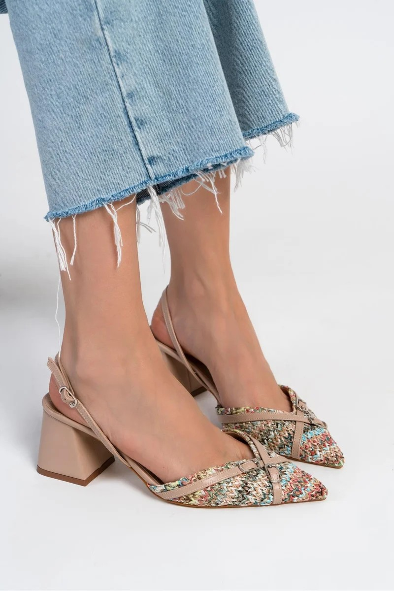 Kemer woven block-heel slingbacks