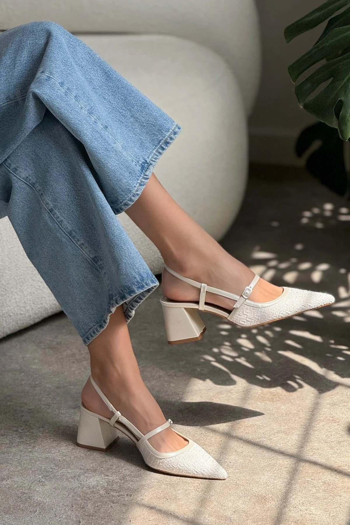 Seza Sling Back Heels - Straw