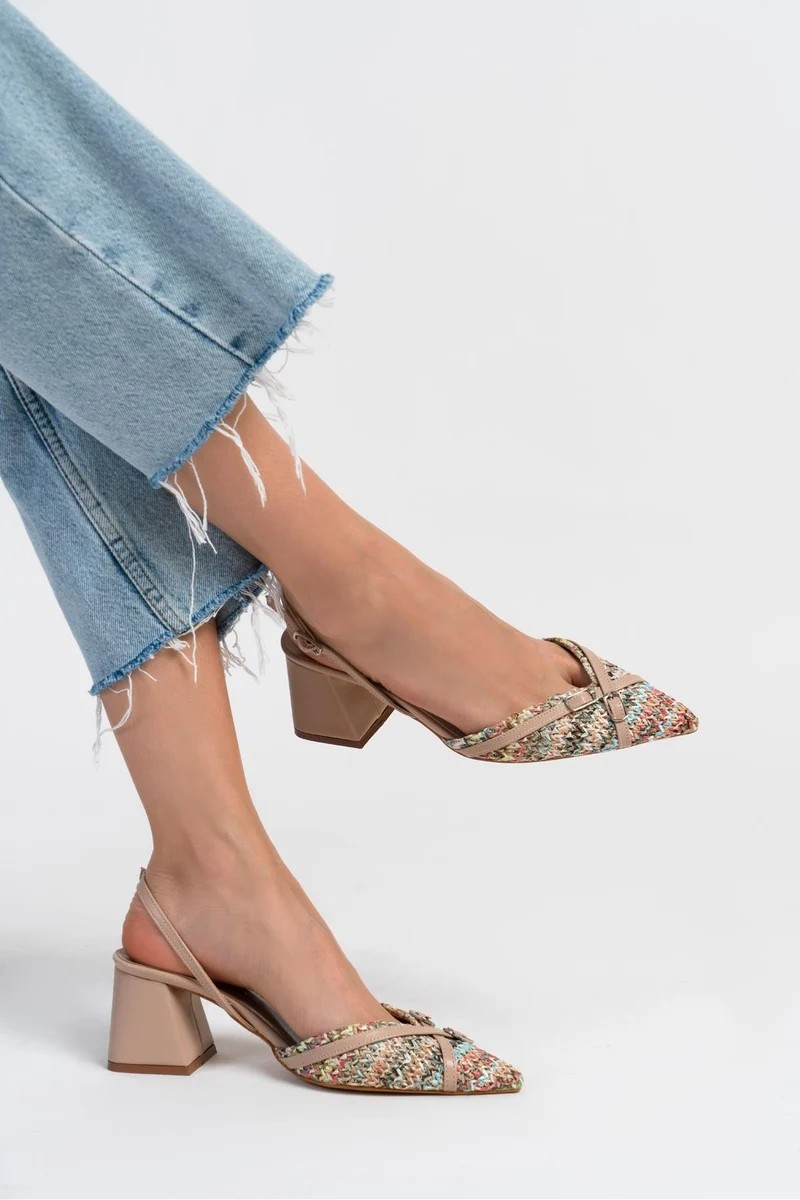 Kemer woven block-heel slingbacks
